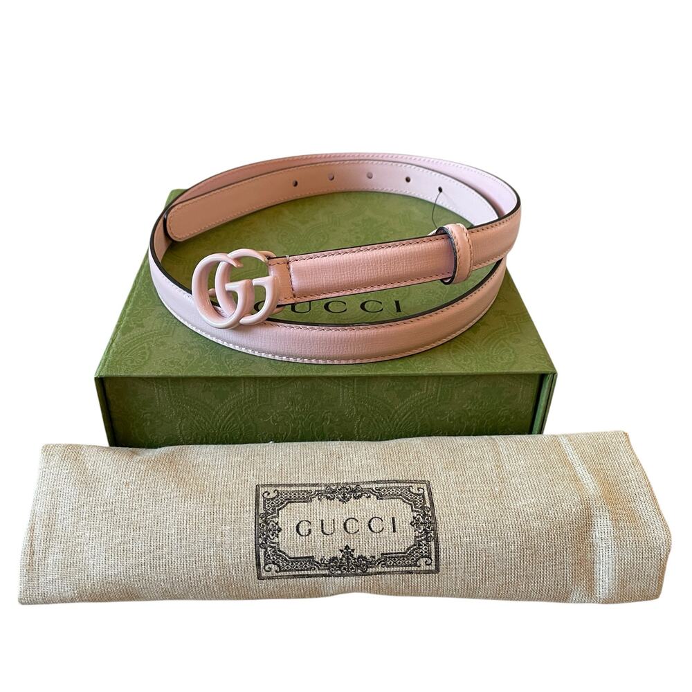 NEW GUCCI BELT Pink Marmont GG Leather Thin 409417 Sz 100 Cm 39 In - Picture 3 of 16